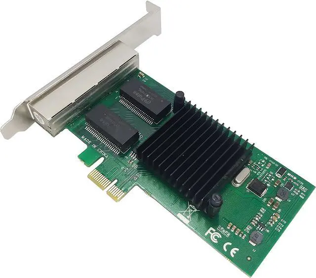 Alt view image 4 of 6 - 4 Port RJ-45 10/100/1000Mbps PCI-Express x 4 Gigabit Ethernet Server Adapter Dual Port Network Interface Controller Card for I350AM4 Chipset HS-LGI350A-4BT