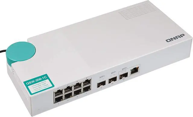 Main image of QNAP QSW-308-1C 10GbE Switch, with 3-Port 10G SFP+ (One 10GbE SFP+/RJ45 Combo Port) and 8-Port Gigabit Unmanaged Switch