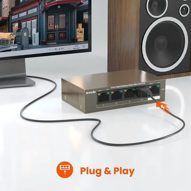 Alt view image 10 of 20 - Tenda TEG1105P-4-63W Unmanaged Switch