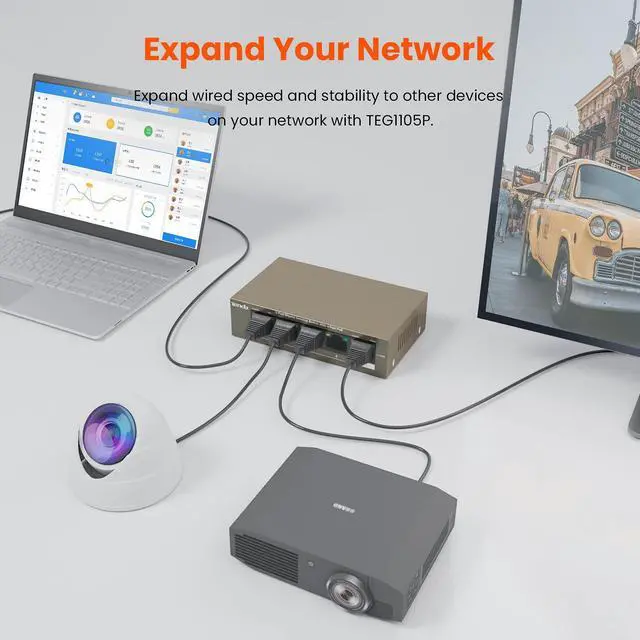 Alt view image 13 of 20 - Tenda TEG1105P-4-63W Unmanaged Switch