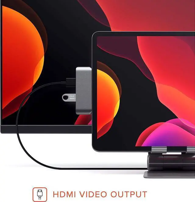 Alt view image 2 of 6 - Satechi Type-C Mobile Pro Hub Adapter with USB-C PD Charging, 4K HDMI, USB 3.0 & 3.5mm Headphone Jack for M2/ M1 iPad Pro, M1 iPad Air, iPad mini and More (Space Gray)