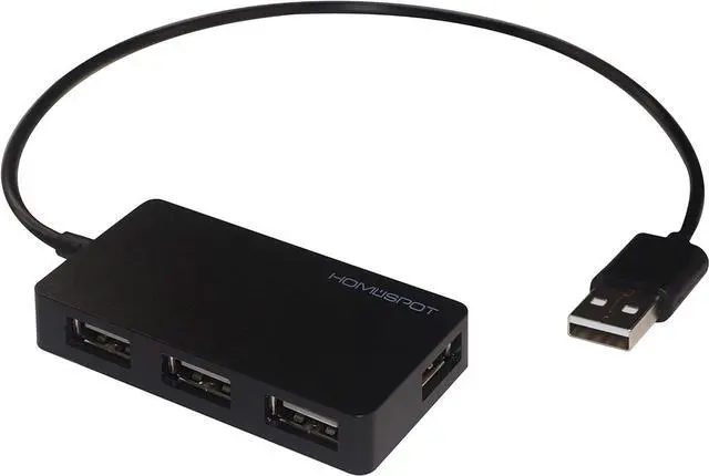 Main image of HomeSpot USB2.0 Hub 4-Port High Speed with Long Extension Cable Compatible with Windows 7/8/10 OSX Linux