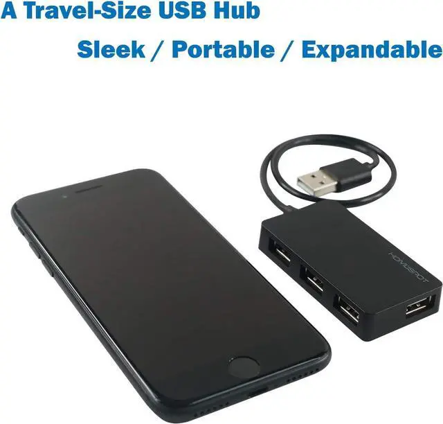 Alt view image 4 of 5 - HomeSpot USB2.0 Hub 4-Port High Speed with Long Extension Cable Compatible with Windows 7/8/10 OSX Linux