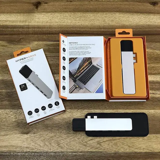 Alt view image 4 of 7 - HyperDrive USB C Hub, NET 6-in-2 for MacBook Pro Air, Multi-Port USB-C Dongle w/Gigabit Ethernet, 40Gbps/100W PD, 5Gbps/60W PD, 4K30Hz HDMI