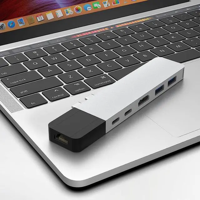 Alt view image 7 of 7 - HyperDrive USB C Hub, NET 6-in-2 for MacBook Pro Air, Multi-Port USB-C Dongle w/Gigabit Ethernet, 40Gbps/100W PD, 5Gbps/60W PD, 4K30Hz HDMI