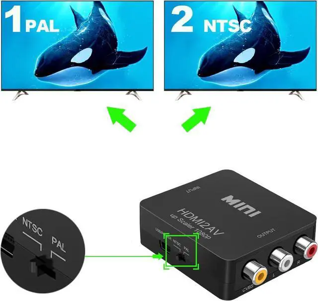 Alt view image 5 of 6 - HDMI to RCA 1080p HDMI to AV 3RCA CVBs Composite Video Audio Converter Adapter Supports PAL/NTSC for TV Stick  Chromecast  TV PC Laptop Xbox HDTV DVD-Black