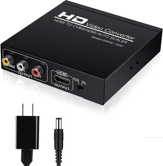 Main image of HDMI to RCA and HDMI Adapter Converter HDMI to HDMI+3RCA CVBS AV Composite Video Audio Adapter/Splitter with Power Adapter Support 1080P PAL NTSC for HD TV Older TV Camera Monitor etc