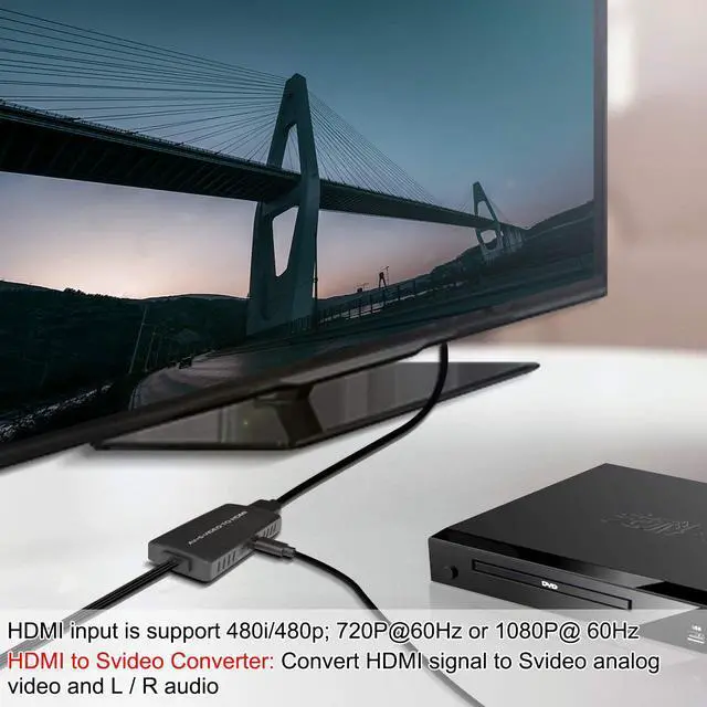 Alt view image 2 of 5 - RCA Composite Video and Svideo to HDMI Converter Resolution 1080P/ 720P Compatible with WII/WII U PS1/ 2/3 STB Xbox VHS VCR Blue-Ray DVD Players