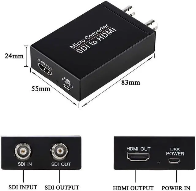 Alt view image 6 of 6 - SDI to HDMI Converter - 3G/HD/SD-SDI Adapter With Auto Format Detection Video Converter and Stereo Audio De-embedder