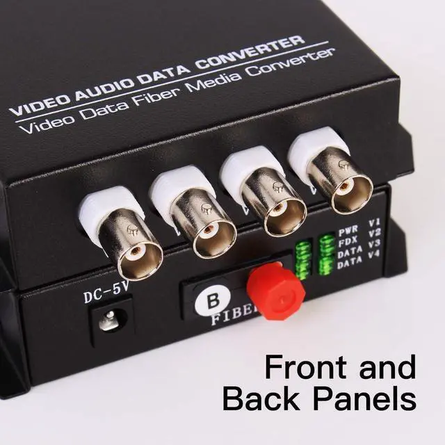Alt view image 3 of 7 - GESD 4 Video Data Fiber Optic Media Converter Analog Video Over Singlemode Fiber Optic Interface BNC FC Signal up 20Km (1Pair Transmitter and Receiver) for CCTV Cameras Surveillance System