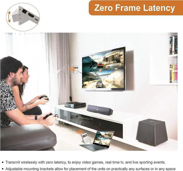 Alt view image 7 of 7 - Wireless HDMI 4K Extender Zero Latency 30M (100ft) Line of Sight 4K@30Hz HDCP 1.4 with CEC Function for Gaming, Live TV and Desktop Computer [JTECH-WEX-60GA]