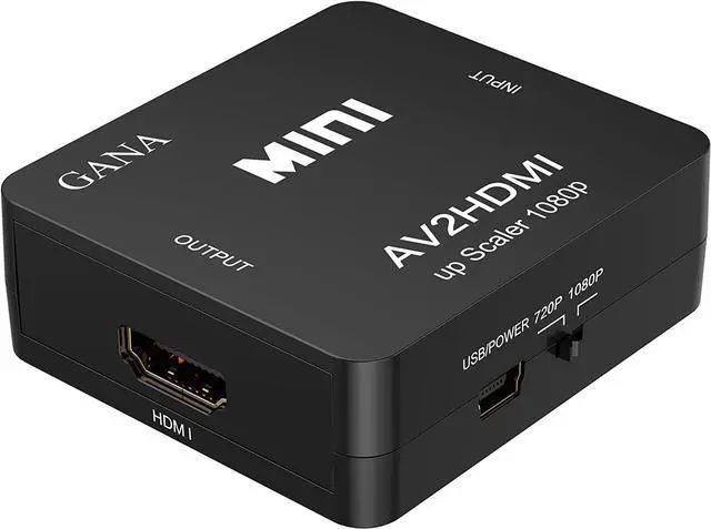 Alt view image 3 of 7 - AV to HDMI Adapter 1080P Mini RCA Composite CVBS AV to HDMI Video Audio Converter Adapter Supporting PAL/NTSC with USB Charge Cable for PC Laptop Xbox PS4 PS3 TV STB VHS VCR Camera DVD (Black)