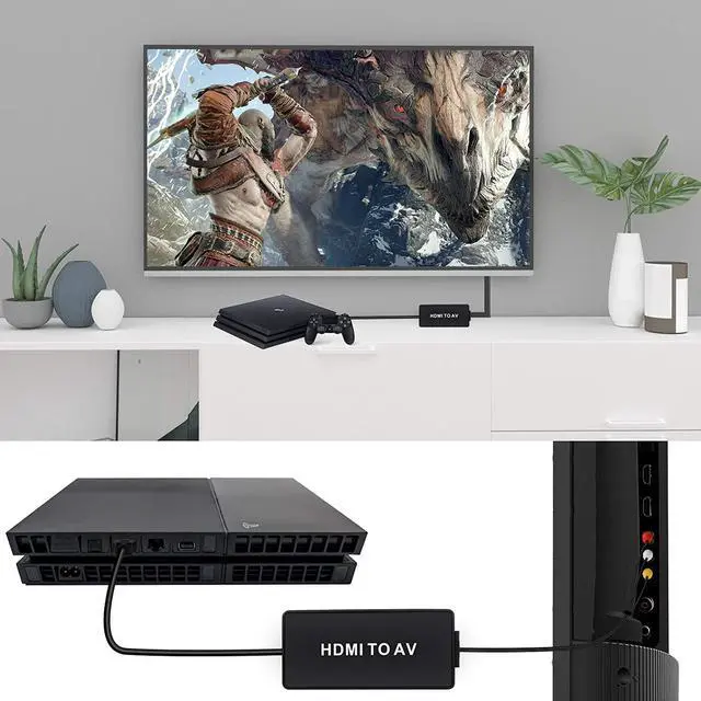 Alt view image 6 of 7 - HDMI to RCA Converter HDMI to AV Composite Video Audio Converter Adapter Supports PAL/NTSC for PS One PS2 PS3 Nintendo 64 STB VHS VCR Blue-Ray DVD Players Projector