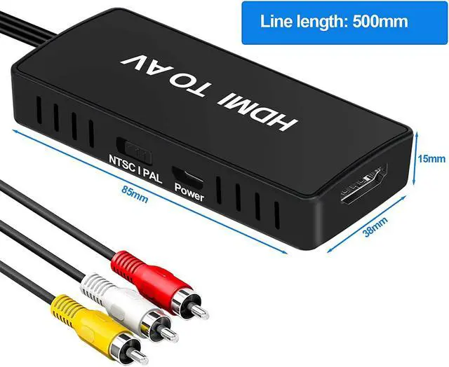 Alt view image 4 of 7 - HDMI to RCA Converter HDMI to AV Composite Video Audio Converter Adapter Supports PAL/NTSC for PS One PS2 PS3 Nintendo 64 STB VHS VCR Blue-Ray DVD Players Projector