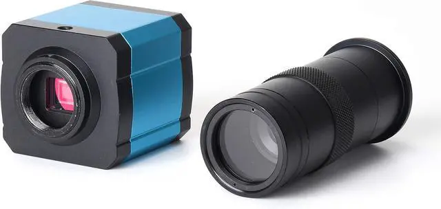 Alt view image 3 of 7 - 14MP HDMI USB Industry Microscope Kit Camera Set Remote Control 100X C-Mount Lens Video Recorder 40 LED Ring Light