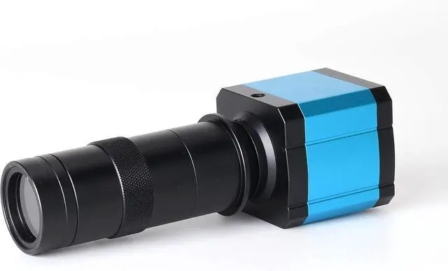 Alt view image 5 of 7 - 14MP HDMI USB Industry Microscope Kit Camera Set Remote Control 100X C-Mount Lens Video Recorder 40 LED Ring Light