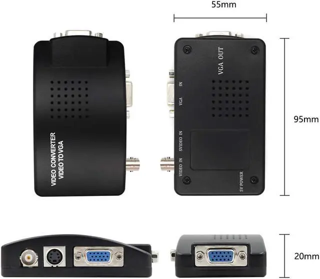 Alt view image 6 of 7 - Portable BNC to VGA Video Converter Composite S-Video Input to PC VGA Out Adapter Digital Switch Box for PC MACTV Camera DVD DVR