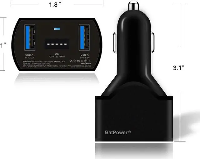 Alt view image 5 of 7 - CCS 110W Surface Laptop Car Charger Compatible with  Surface Book Laptop 4 3 2 1 Surface Pro 8 X 7 6 5 4 3 Go Tablet car Charger Vehicle DC 12v-24v auto Adapter