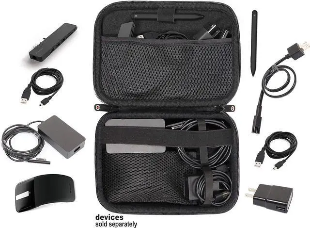 Alt view image 2 of 7 - GetGear Surface Accessories Organizer - Case, Dock, Charger Adapter, Arc Mouse, Pen, USB Hub (Black)