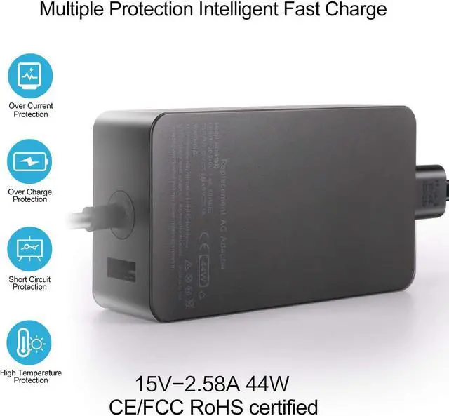 Alt view image 3 of 7 - Sehonor 44W Surface Charger (for Surface Pro 7/6/5/4/3/X, Surface Laptop 3/2/1, Surface Go 2/1, Surface Book Power Supply Adapter, for Microsoft Surface Laptop and Tablet