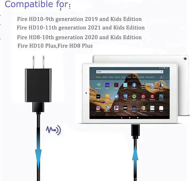 Alt view image 2 of 2 - New HD10 Charger with 6Ft USB C Charging Cord Compatible for Fire HD10-11th Generation 2021 ReleaseFire HD 10 Plus Fire HD10 Kids Pro