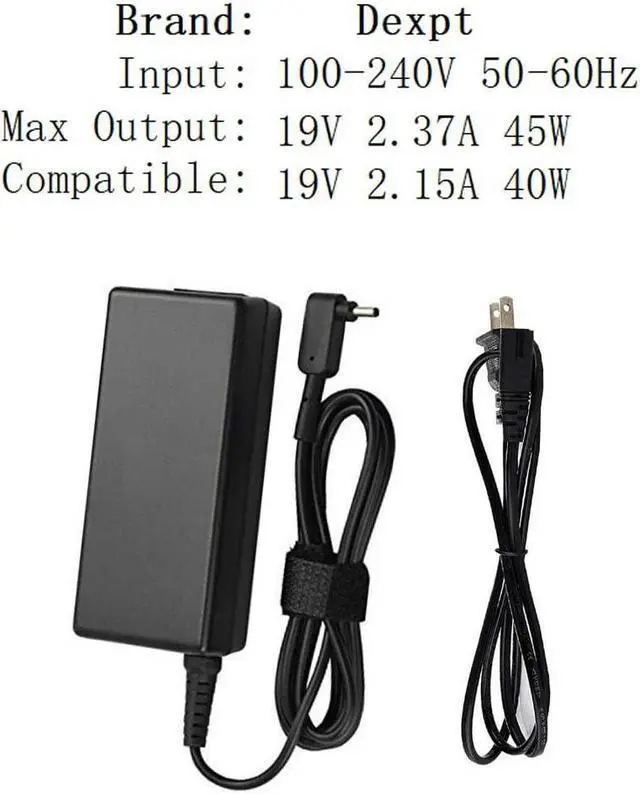 Alt view image 2 of 6 - 45W 19V 2.37A AC Charger for Acer Chromebook 14 CB3-431 CB3-431-C5FM CB3-431-C0AK CB3-431-C3WS CB3-431-C5EX Laptop Power Supply Cord