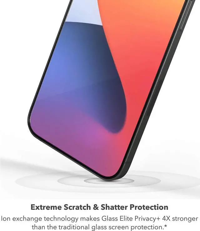 Alt view image 3 of 7 - ZAGG InvisibleShield Glass Elite Privacy+ - Privacy Screen Protector for iPhone 12 Pro, 12, 11, XR  3X Impact Protection (200106681)