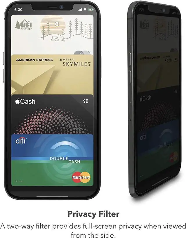 Alt view image 2 of 7 - ZAGG InvisibleShield Glass Elite Privacy+ - Privacy Screen Protector for iPhone 12 Pro, 12, 11, XR  3X Impact Protection (200106681)