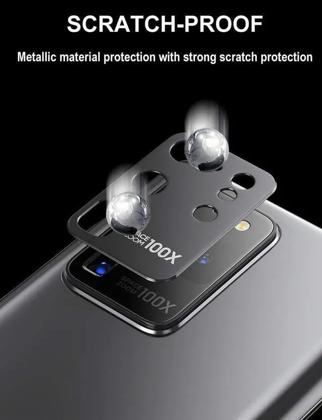 Alt view image 2 of 2 - 2 Pack for Samsung S20 Ultra Camera Lens Protector Case Alloy Metal Galaxy S20 Ultra 5G Camera Screen Lens Protector Protective Cover Easy Installation [Not Affect Flash] (Black)