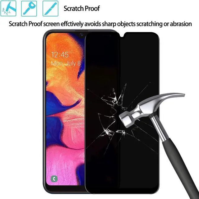 Alt view image 5 of 6 - [2 Pack] Galaxy A50 A30 A20 Privacy Screen Protector, [Upgraded] Anti Spy Anti Glare Edge to Edge Full Coverage Privacy Tempered Glass Film for Samsung Galaxy A50 A50S A30 A30S A20 6.4 Inch 2019