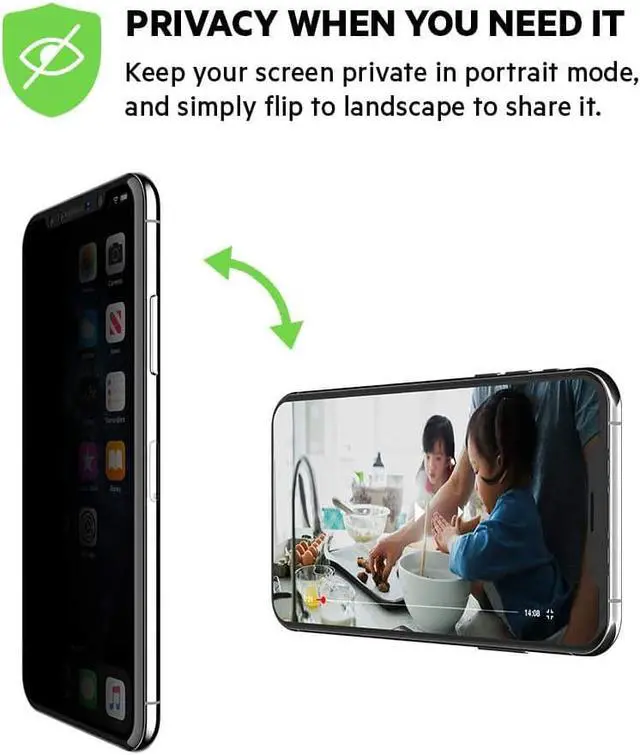 Alt view image 9 of 13 - Belkin ScreenForce Tempered Glass Privacy Screen Protector for iPhone OVA005ZZ