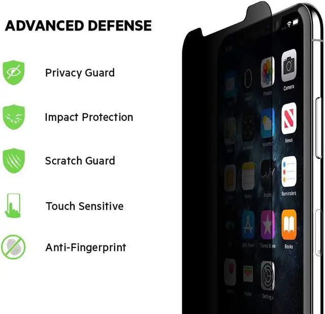 Alt view image 10 of 13 - Belkin ScreenForce Tempered Glass Privacy Screen Protector for iPhone OVA005ZZ
