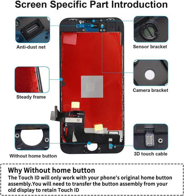 Alt view image 3 of 7 - for iPhone 8 Plus Screen Replacement Black 5.5 Inch, Diykitpl 3D Touch LCD Digitizer Display for iPhone 8 Plus, with Repair Tools Kit for A1864,A1897,A1898 Glass Screen