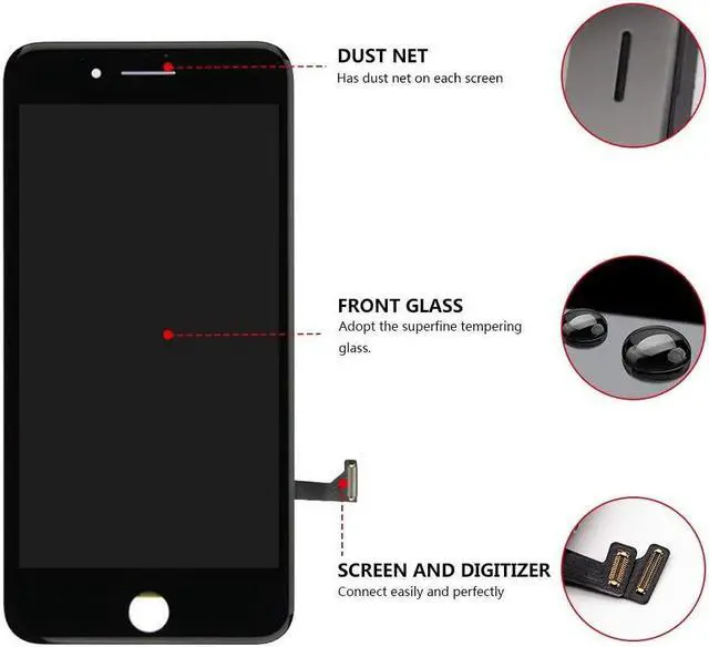 Alt view image 2 of 7 - Compatible with iPhone 7 Plus Screen Replacement Black5.5, LCD Display & Touch Screen Digitizer Frame Assembly Set with 3D Touch Free Repair Tools