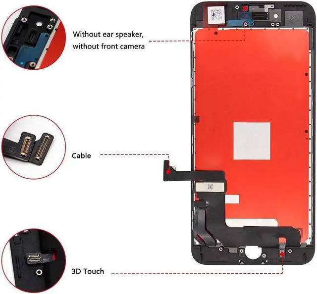 Alt view image 3 of 7 - Compatible with iPhone 7 Plus Screen Replacement Black5.5, LCD Display & Touch Screen Digitizer Frame Assembly Set with 3D Touch Free Repair Tools