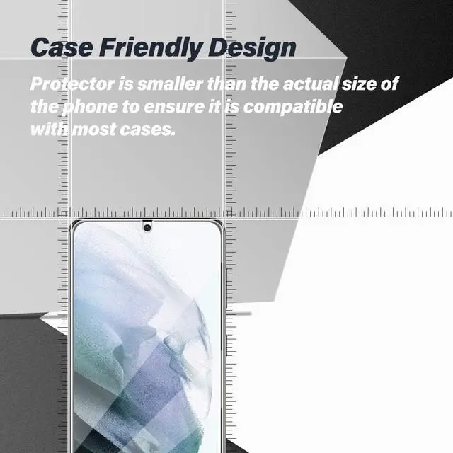 Alt view image 3 of 6 - Galaxy S21 Plus Tempered Glass Screen Protector + Camera Lens Protector [ 2 + 2 Pack ][Case Friendly][Anti-Scratch][Ultrasonic Fingerprint Unlock] Clear HD Protective Film for Samsung Galaxy S21 Plus