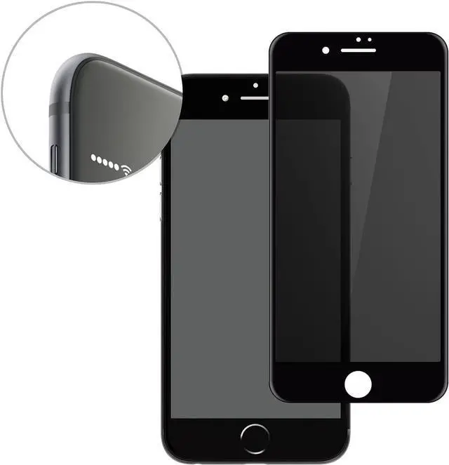 Alt view image 6 of 7 - Privacy Screen Protector for iPhone SE 2022/2020 iPhone 8 7 6s 6, Anti Spy 9H Tempered Glass, Edge to Edge Full Cover Screen Protector [Anti-Fingerprint] [Bubble Free] [Full Coverage] (Black)