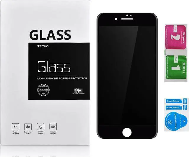 Alt view image 7 of 7 - Privacy Screen Protector for iPhone SE 2022/2020 iPhone 8 7 6s 6, Anti Spy 9H Tempered Glass, Edge to Edge Full Cover Screen Protector [Anti-Fingerprint] [Bubble Free] [Full Coverage] (Black)