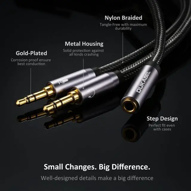 Alt view image 5 of 7 - Headset Splitter Cable Gold-Plated & Strong Braided Y Splitter Audio Cable Separate Microphone Headphone Port Gaming Headset Splitter PC Earphone Adapter VoIP Phone -TopSeries (12inch / 30cm)