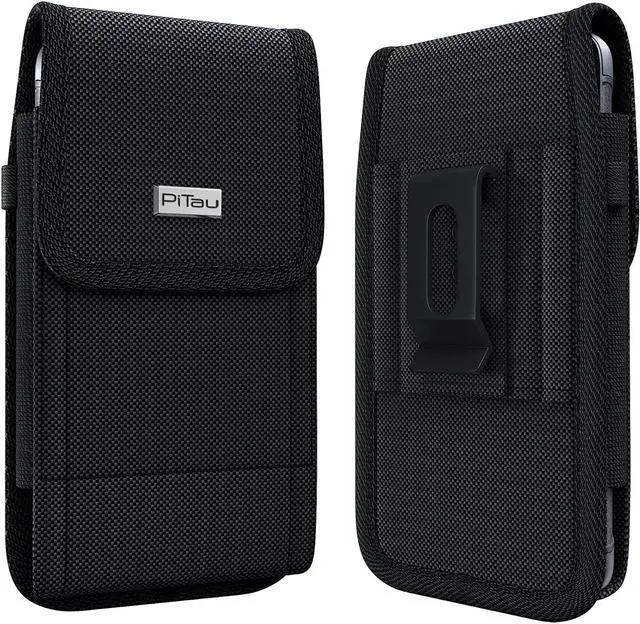 Main image of PiTau Holster for Galaxy S25+ Plus S24+ S23+ 22+ S21+ S20+ S10+ S9+ Plus A20 A50 A51 A52 A53 Cell Phone Belt Case with Clip Pouch Holder Cover (Fits Samsung with Protective Case on) Large Black