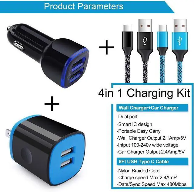 Alt view image 2 of 7 - USB C Charger Set for Samsung Galaxy A17 A16 A15 A14 5G S25 S24 FE A01 A71 A51 A11 A10e S23 S22 S21 A13 A20 A21 A50 A9, USB Wall Charging Block Cube, Car Charger Adapter 6ft Type C Fast Charging Cable