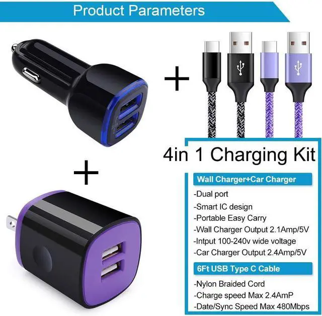 Alt view image 2 of 7 - Type C Charger Fast Charging Block for Samsung Galaxy S25 Ultra S24 FE S23 S22 S21 S20 Note 20 A16 5G A15 A14 A54 A51 A10e A20 A50 A21 A11, LG Stylo 6/5/4 G8, Wall Charger, Car Adapter, USB C Cable