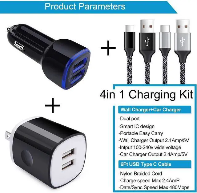 Alt view image 2 of 7 - Type C Charger for LG G8 G9 G7 V60 V50 V40 V35 V30 ThinQ Stylo 6 5 4, Samsung Galaxy S25 S24 S23 S22 S21 S20 Ultra A16 5G A15 A14 A35 A55 A54, Charging Block, Car Adapter, USB C Fast Charging Cables