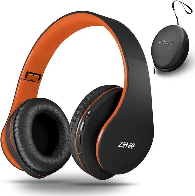 Main image of Bluetooth Headphones Over-Ear Foldable Wireless and Wired Stereo Headset Micro SD/TF FM for Cell Phone PC Soft Earmuffs &Light Weight for Prolonged Wearing(Black/Orange)