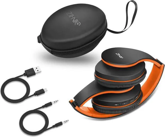 Alt view image 6 of 6 - Bluetooth Headphones Over-Ear Foldable Wireless and Wired Stereo Headset Micro SD/TF FM for Cell Phone PC Soft Earmuffs &Light Weight for Prolonged Wearing(Black/Orange)