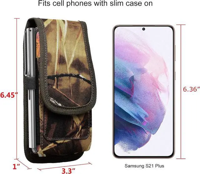 Alt view image 2 of 7 - Phone Holster for Samsung Galaxy S24 S23 S22 S21 S20 FE S10 S9 S8 A02S A12 A13 A32 A42 A52 A51 A71 A20 Note 20 Ultra Note 10 Plus Note 9 Belt Case with Belt Clip Nylon Pouch Holder,Camo