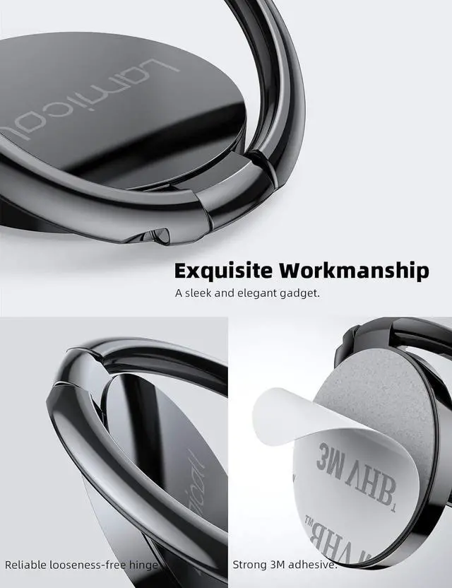 Alt view image 6 of 7 - Phone Ring Holder Finger Grip Stand - Cell Phone Kickstand 360 Rotation Polished Metal Grip for Magnetic Car Mount Compatible with iPhone 16/15/14/13/12/11 Pro Max Smartphone Accessories