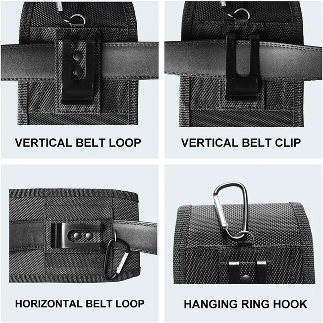 Alt view image 2 of 6 - Vertical Nylon Cell Phone Holster Case with Belt Clip & Hook - XXL