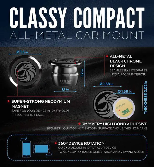 Alt view image 5 of 7 - Universal Car Phone Mount Magnetic - All-Metal Car Mount for Smartphone & GPS - Cell Phone Holder for Car Dashboard. +100 to Safeness & Comfort