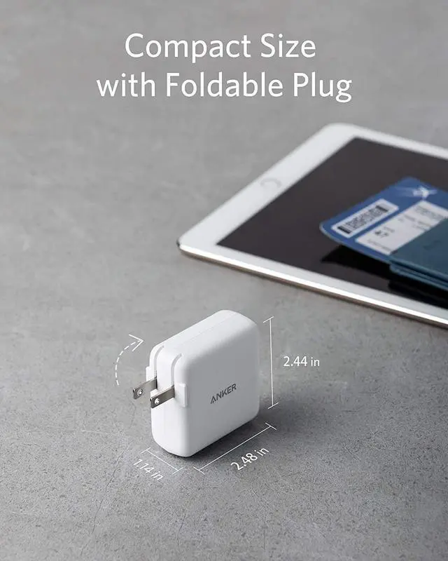 Alt view image 6 of 7 - USB C Charger 40W 2-Port PIQ 3.0 PowerPort III Duo Type C Foldable Fast Charger Power Delivery for iPhone 15/15 Plus/15 Pro/15 Pro Max/14 Galaxy Pixel iPad/iPad Mini and More